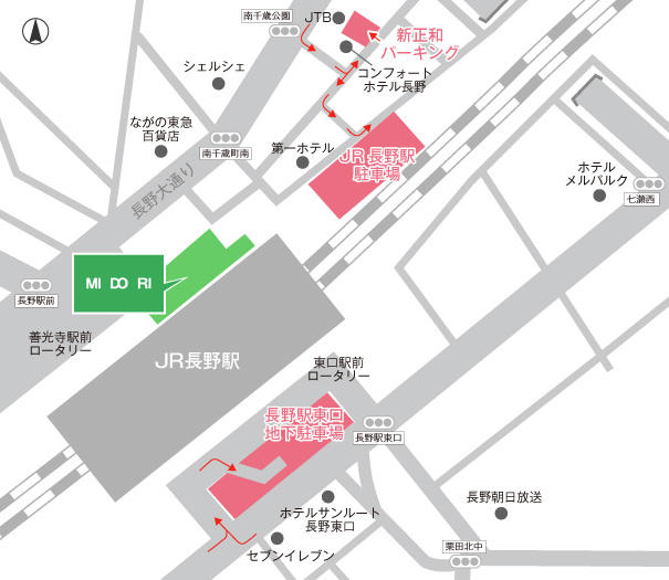 MIDORI長野付近の駐車場
